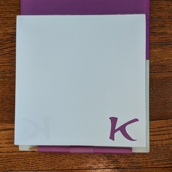 Tri-Coastal Design K Monogram Notepad with pencil - Picture 3 of 5